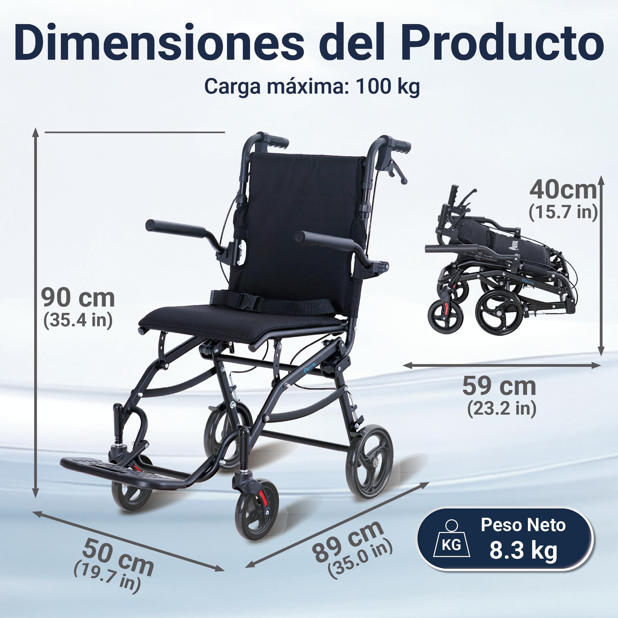 Silla de Ruedas Plegable y Ligera, Carrozzina de Transporte para Mayores y Personas con Movilidad Reducida, Con Frenos Manuales, Reposapiés Extraíbles y Diseño Compacto (Black) | Silla de ruedas plegable con altura ajustable, asas ergonómicas, ruedas de 3