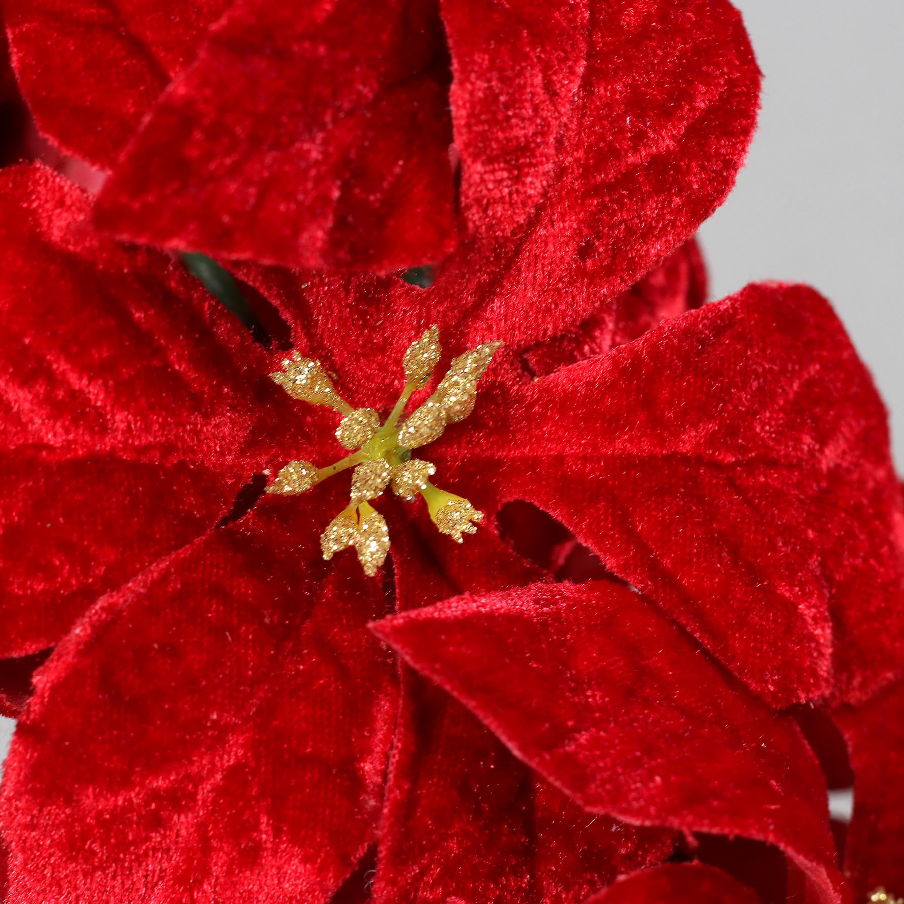 Künstliche Premium Weihnachtssterngirlande 160cm rot Ø14cm mit 62 Blüten DP