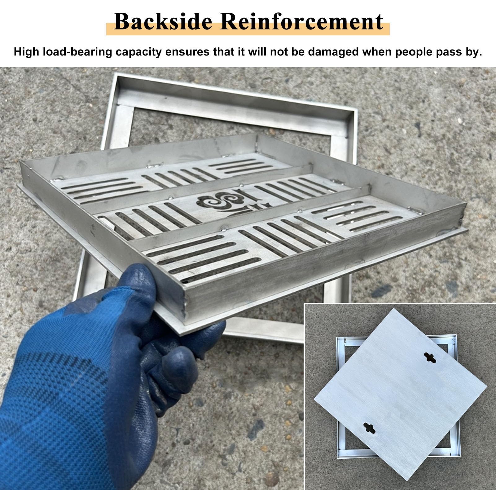 Grille d'évacuation des eaux pluviales Extra Plate, système de Drainage carré 10-60 cm en Acier Inoxydable 304, Grille d'évacuation extérieure pour Descente de gouttière, égout, Cour, trotto