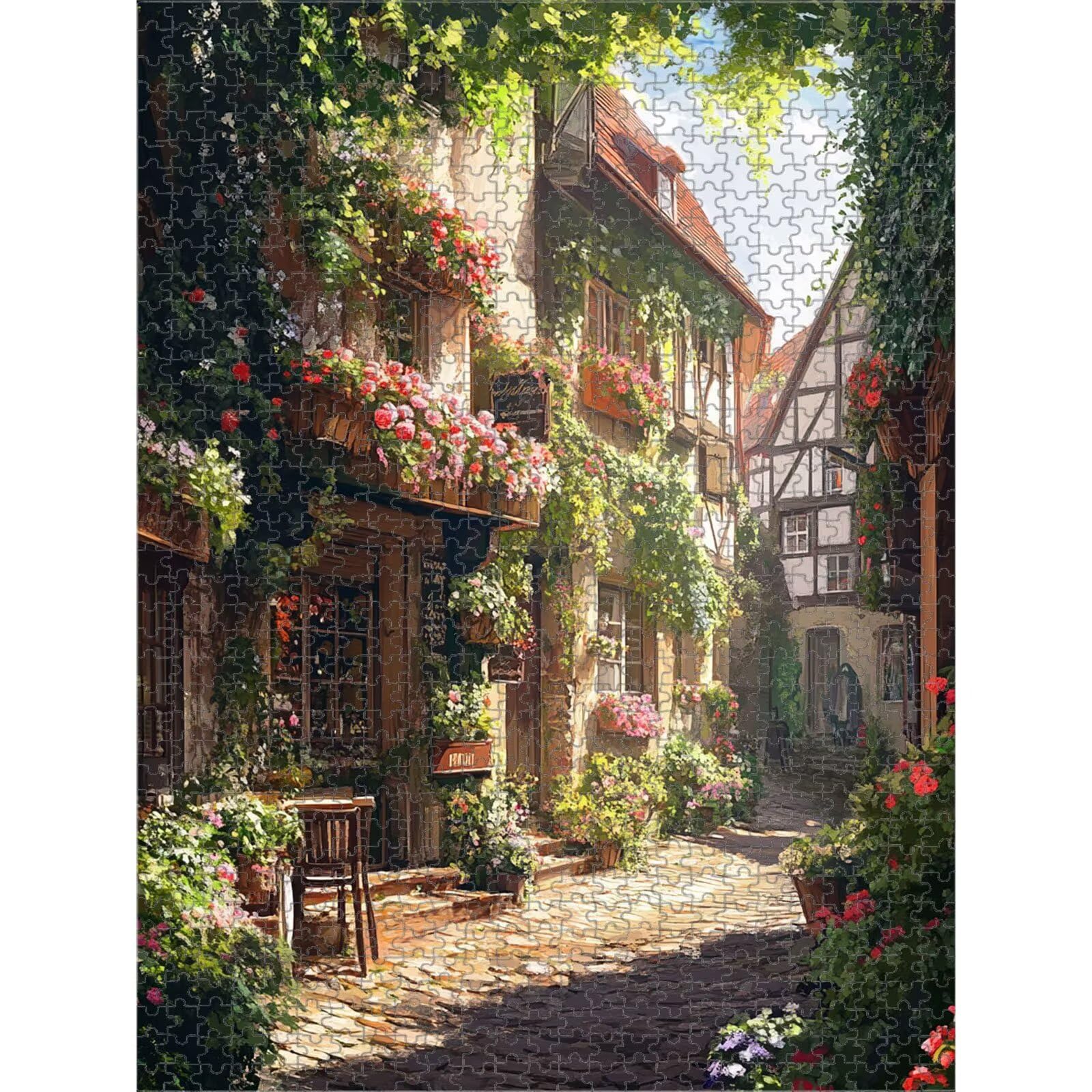 Puzzle 1000 Pezzi Piccola città & Fiore Puzzle in Legno Durevole 1T#1582