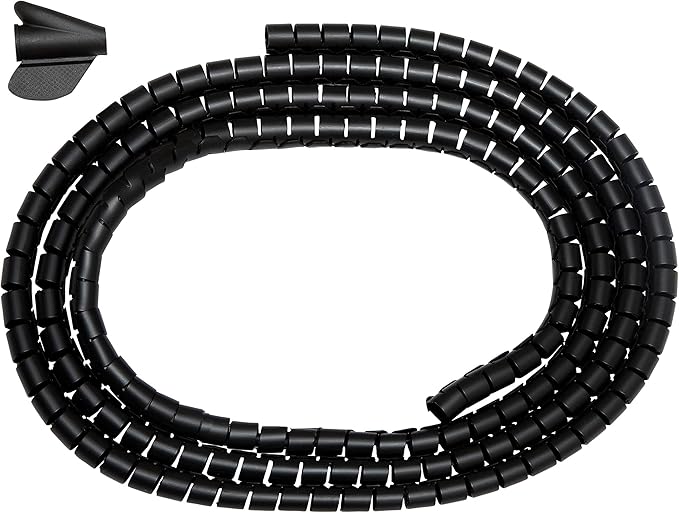 Black 2m Cable Tidy Spiral Cable Wrap Includes Fitting Tool