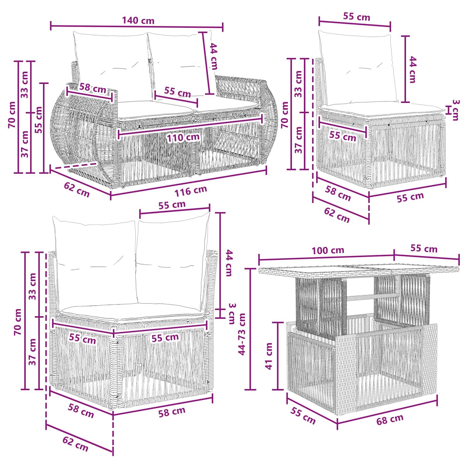 vidaXL Set Divano da Giardino 12 pz Beige e Bianco Crema polyrattan