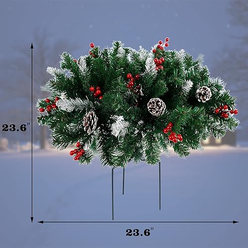 Miniatura 2 de Juegoal Paquete de 2 rellenos de urna de Navidad árbol de Navidad artificial preiluminado con adornos pinos iluminados estaca de trípode y 60 luces