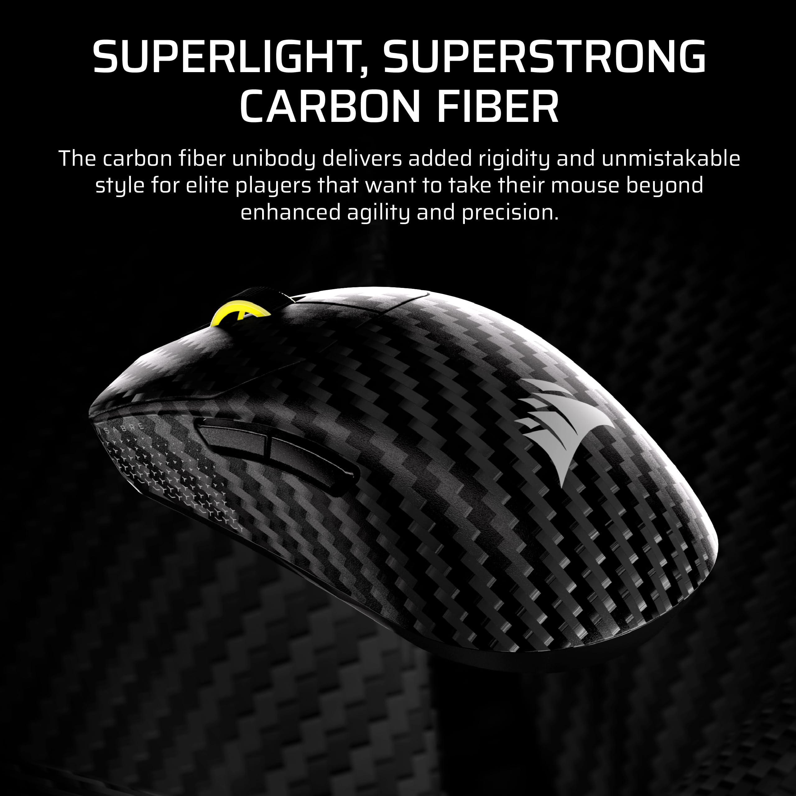 Corsair Sabre v2 PRO - Mouse da gioco wireless CF FPS - Sensore Marksman S 33.000 DPI, Hyper-Polling 8000 Hz, monoscocca in fibra di carbonio leggera, batteria fino a 120 ore - nero