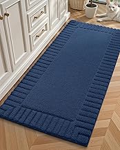 COLOR&GEOMETRY Lange Badteppiche rutschfest Waschbar- 60 x 110 cm Absorbierende Badvorleger Weiche Badezimmerteppich, Marineblau Badematte für Badezimmerboden, Dusche, Badewanne, Waschküche