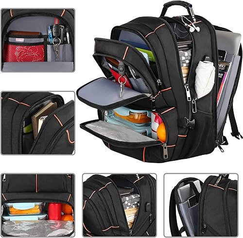 Miniatura 3 de Bolsa de almuerzo, mochila térmica térmica térmica, mochila extra grande para laptop de viaje, compatible con TSA, RFID duradera, para computadora,