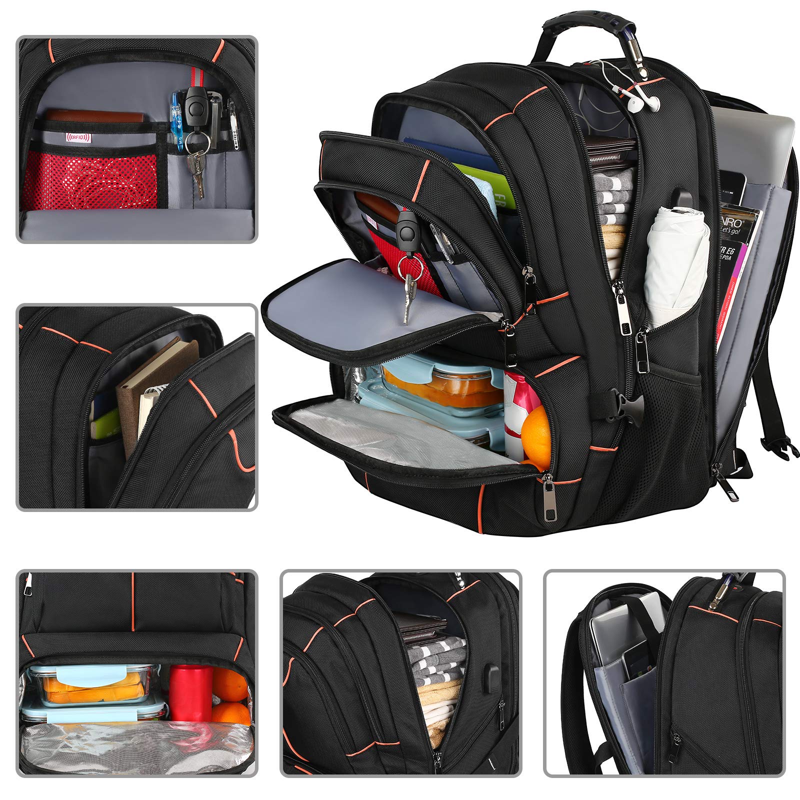 Laptop Rugzak 15,6 Inch Scosao Geïsoleerde Rugzak Koeltas – Met USB- oplaadpoort, Lekvrij | Geschikt Voor Lunch, Laptop (15,6), Wandelen En Kamperen USB-oplaadpoort Rugzak