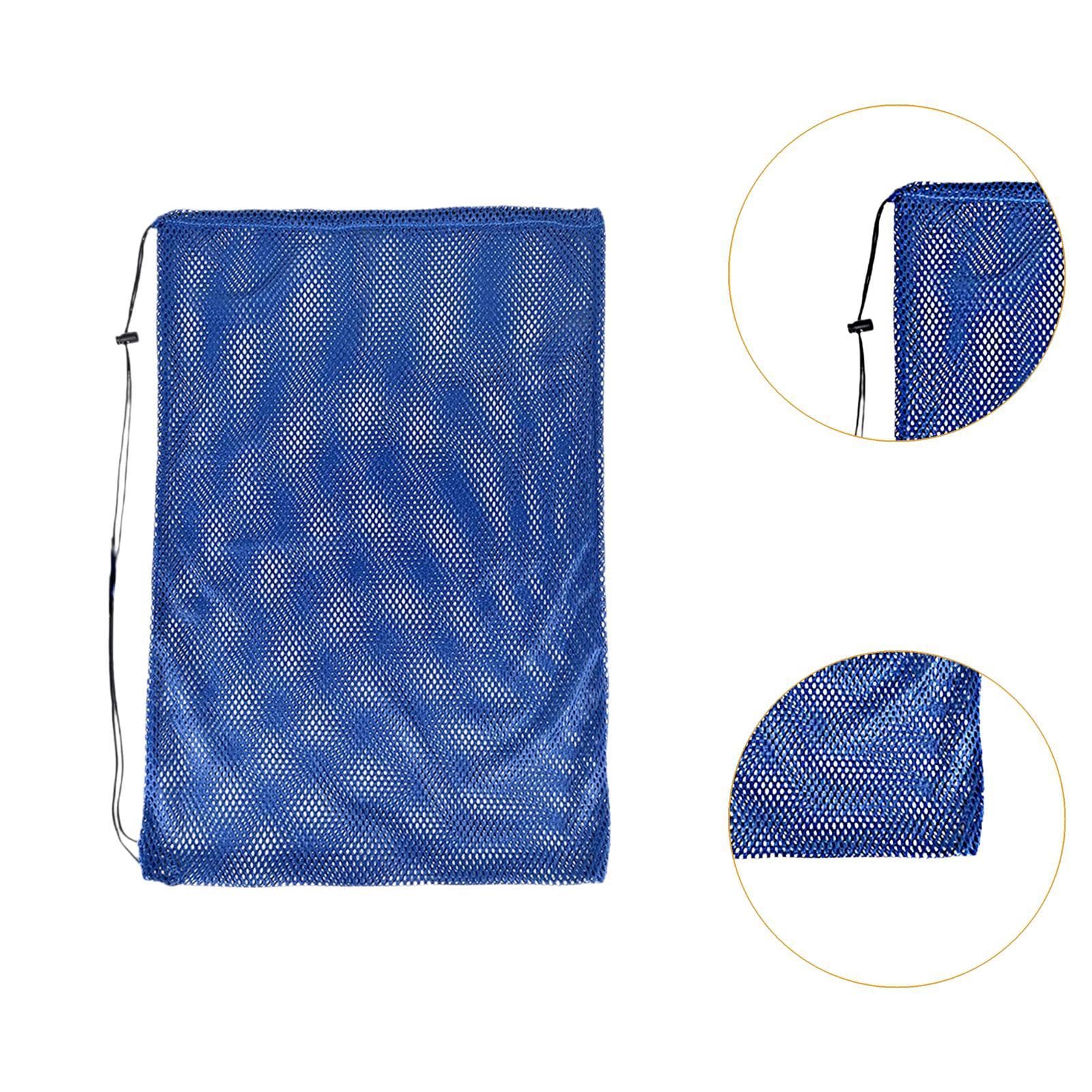 Menolana Swimming Equipment Bag Beach Backpack Nylon Organizer Storage Mesh Pool Bag Mesh Drawstring Backpack for Gym Sports Men Women, blue