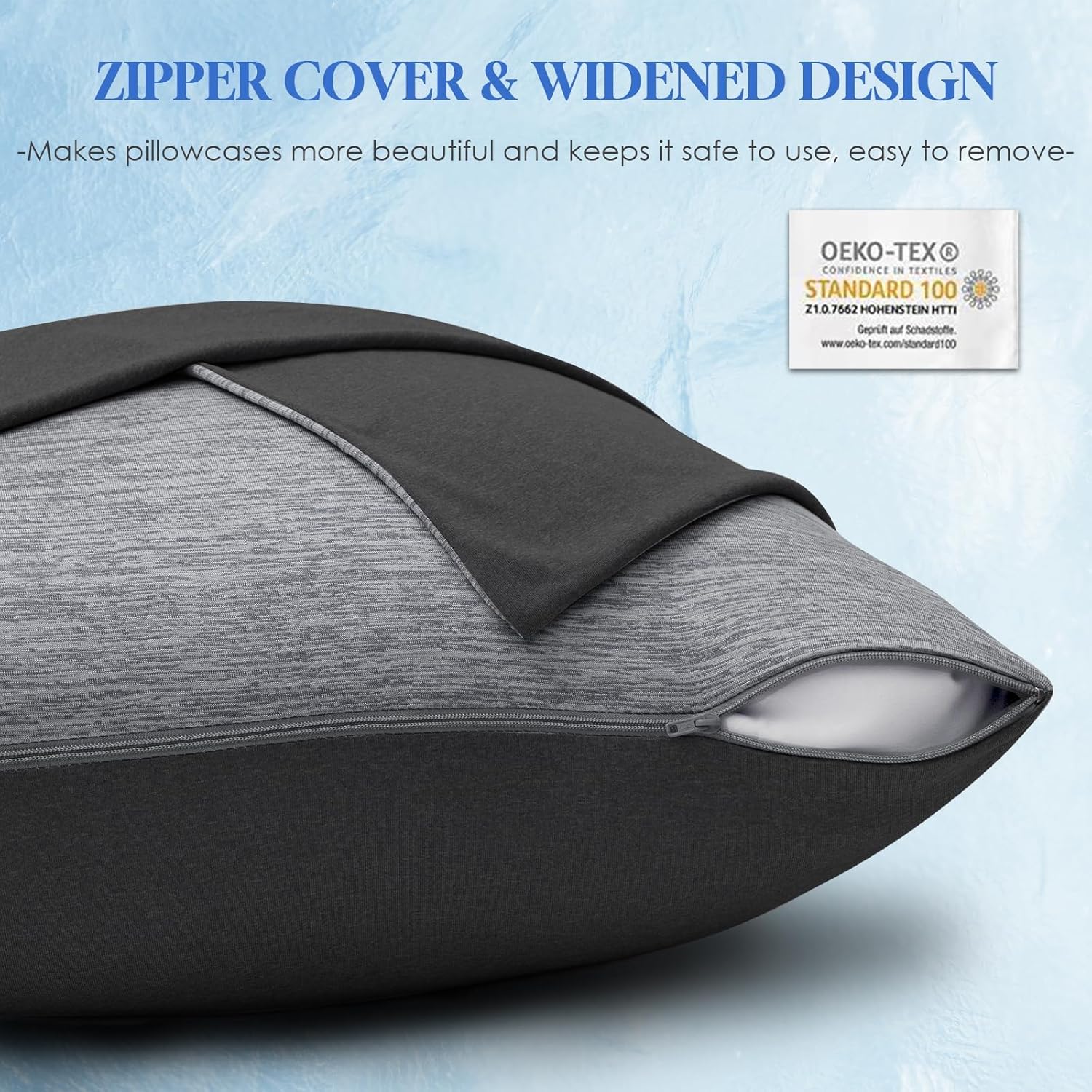 CHOSHOME Cooling Pillow Cases Zipper Pillow Covers Q-Max > 0.45 Zippered Pillowcases for Hot Sleepers, Soft, Breathable, Skin-Friendly, 2 Pack (Standard, 20"x26", Dark Grey)