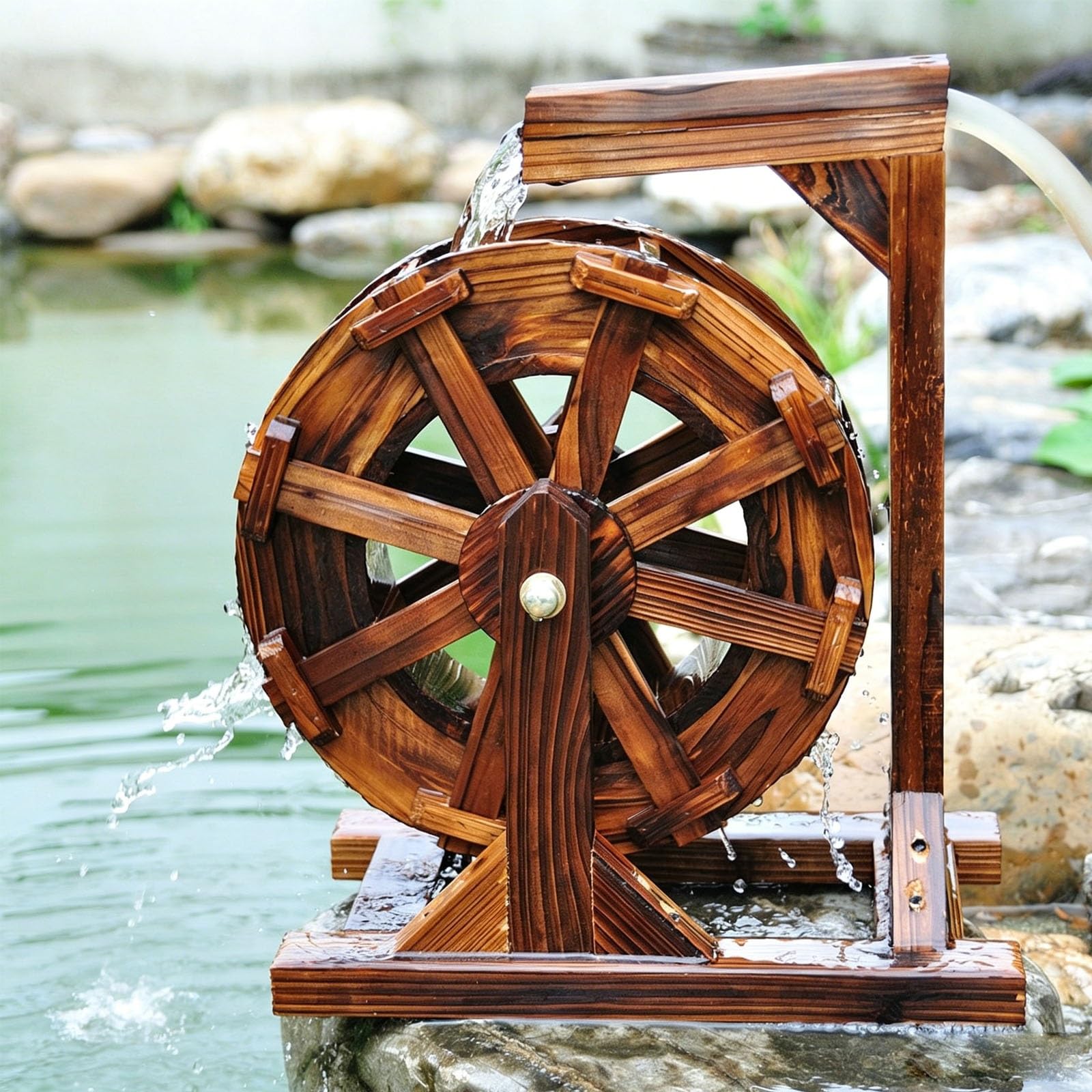 Roue à eau en bois de 30cm pour fontaine de jardin et cascade autonome