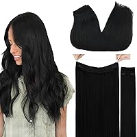 Vista 16 de GOO GOO Extensiones de cabello humano con alambre, color marrón chocolate 4/26/4 con rubio miel, balayage, 18 pulgadas, 3.35 oz, extensiones