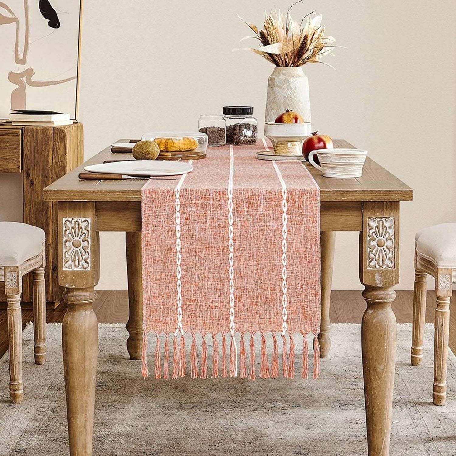 ZeeMart Farmhouse Table Runner, Rustic Fall Table Runners