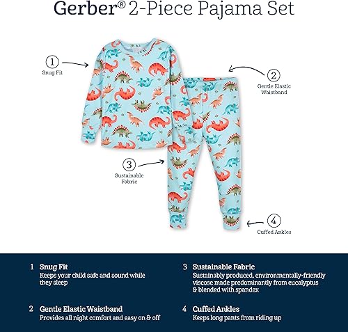 Miniatura 6 de Gerber Pijama unisexo para bebé y niño pequeño de 2 piezas muy suave con ajuste ceñido con viscosa hecha de eucalipto