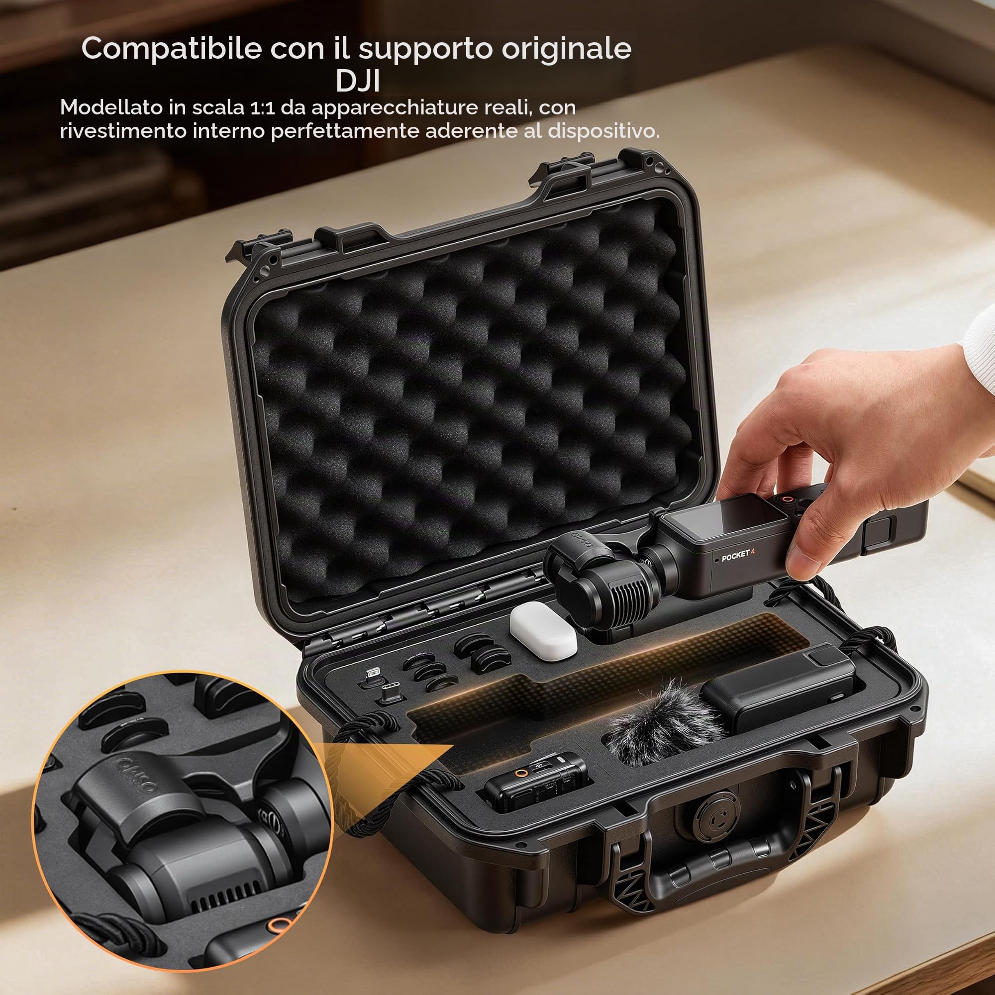 STARTRC PHOTO Custodia Rigida Impermeabile per DJI Osmo Pocket 4, Valigetta Doppia Parete per DJI Pocket 4 Creator Combo, Custodia Multiuso di Stoccaggio di Grande Capacità (Solo la Custodia)