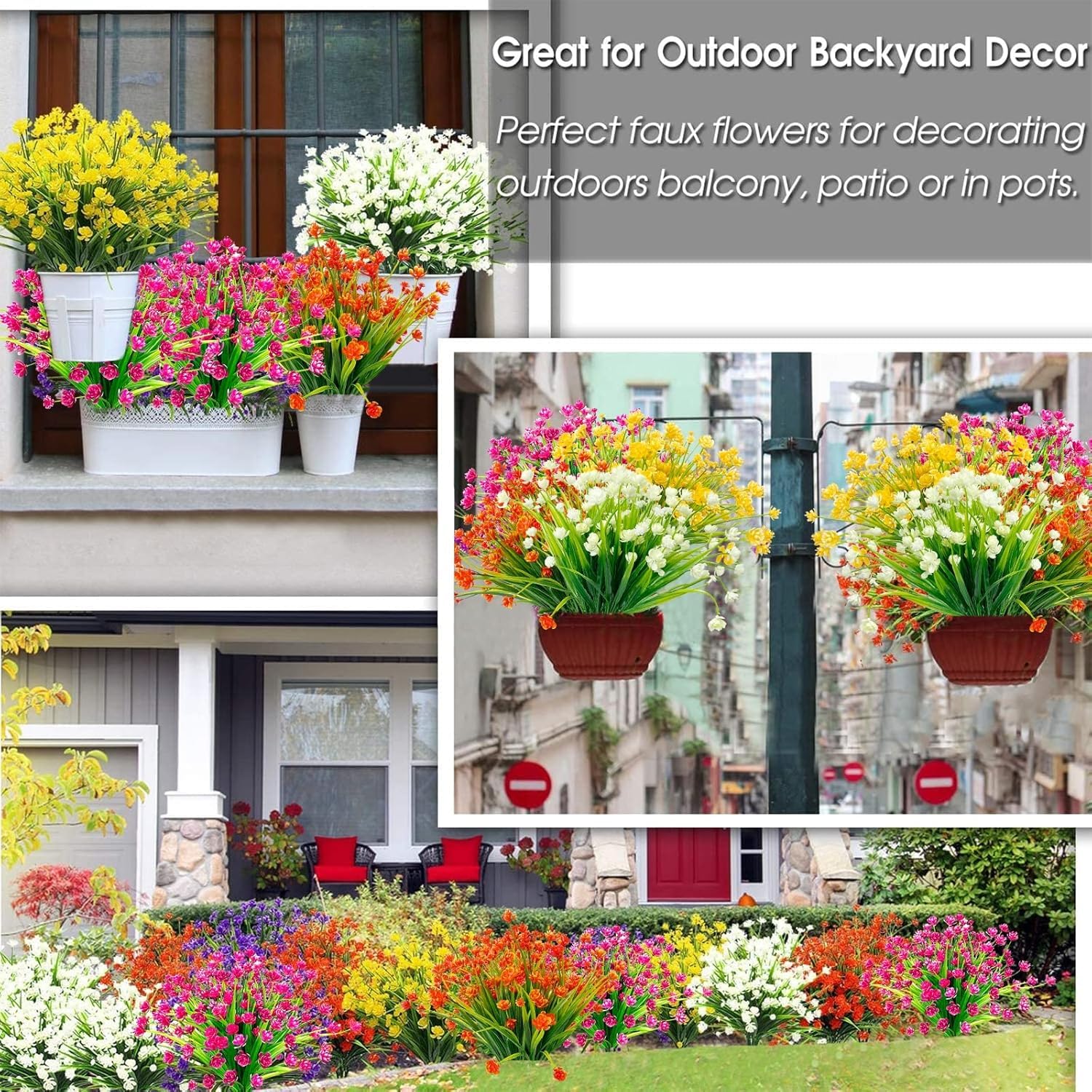 Fleurs Artificielles De Lavande Résistantes Aux UV - Lot De 20, Multicolore, Pour Jardin, Pots, Suspensions (dimensions 23x35 Cm)
