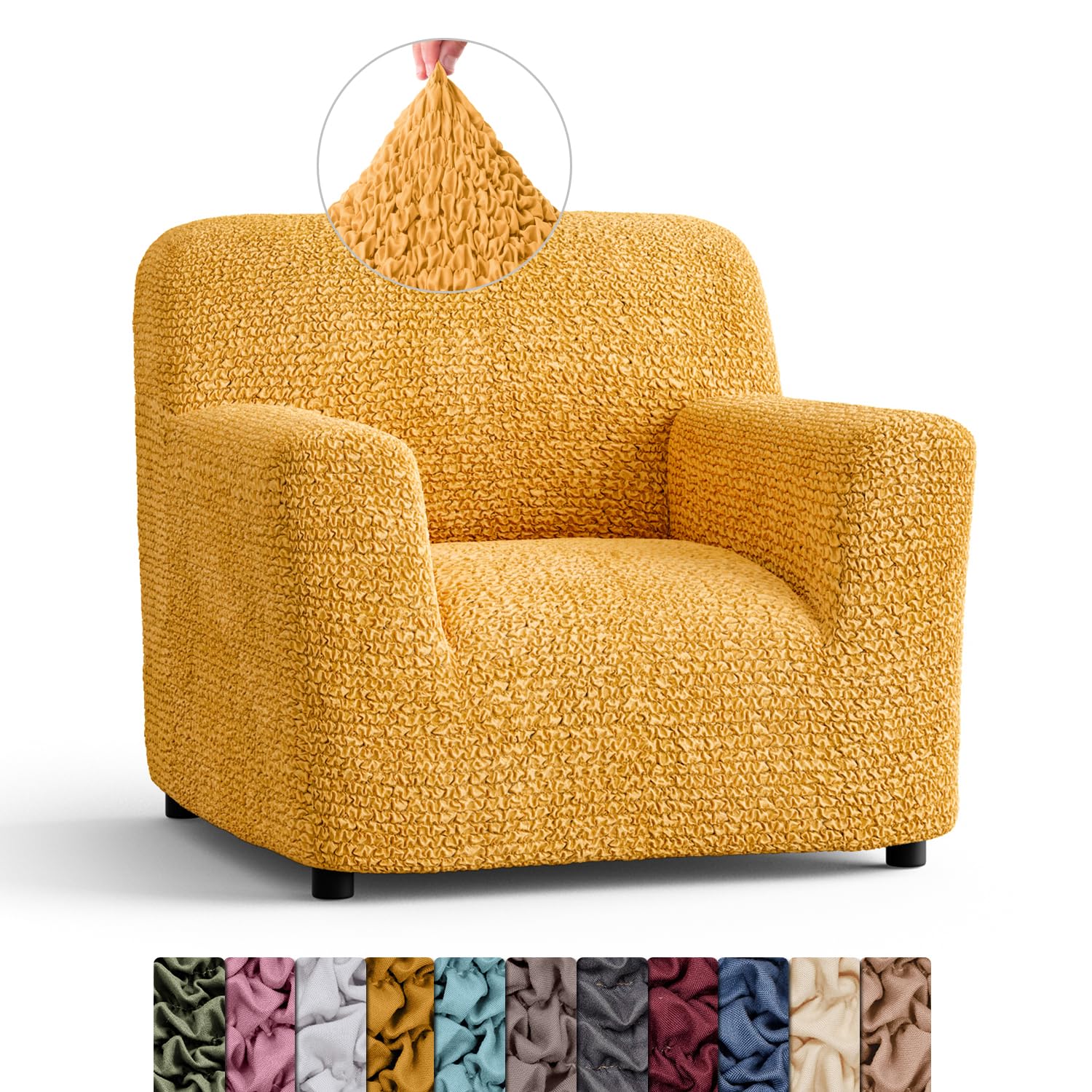 Menotti Chair Cover - Armchair Cover - Armchair Slipcover - Soft Polyester Fabric Slipcover - 1-piece Form Fit Stretch Stylish Furniture Protector - Microfibra - Mango (1 Seater) โ image 1