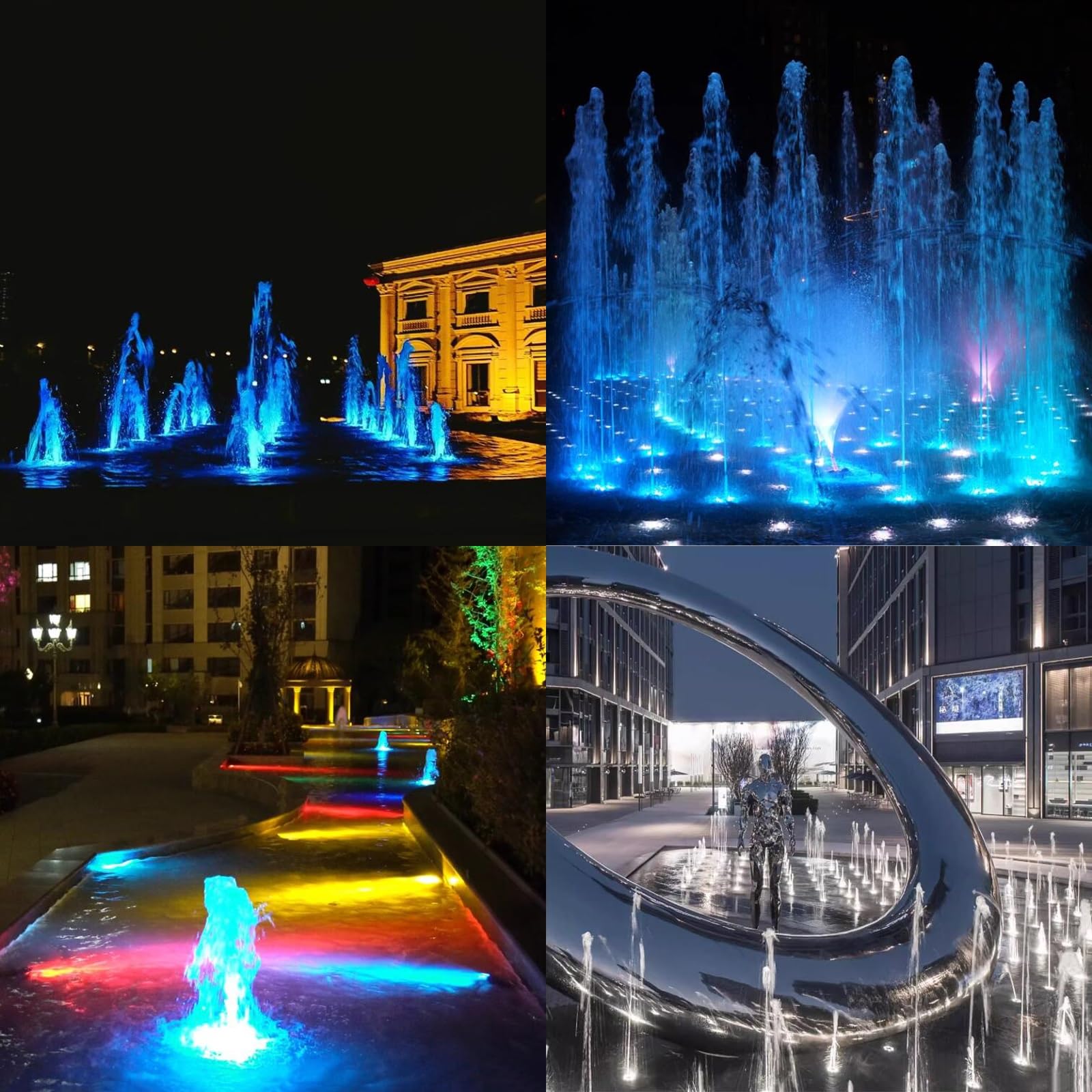 Luci A LED Subacquee per Laghetto per Esterni Giardino Festa Fontana Anello Luminoso Sommergibile Spot 24V Incasso Ip68 Paesaggio Facile da Installare Bianco Caldo 12W Blu 18W