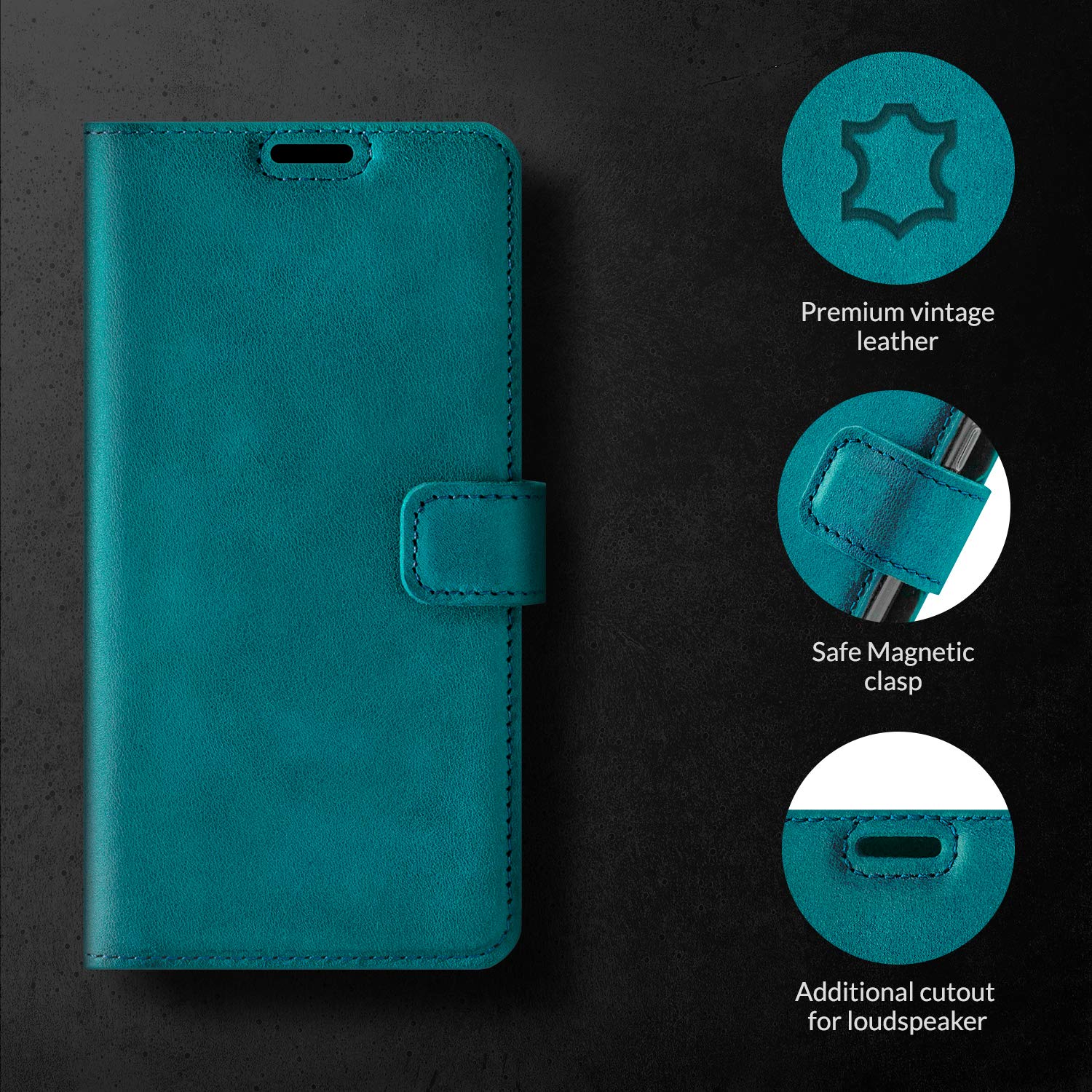 SURAZO Etui na telefon komórkowy premium do Google Pixel 7A 5G, skórzane – składane etui ochronne z prawdziwej skóry [z magnesem, kieszenią na karty, ochroną RFID] etui z klapką, skórzane etui