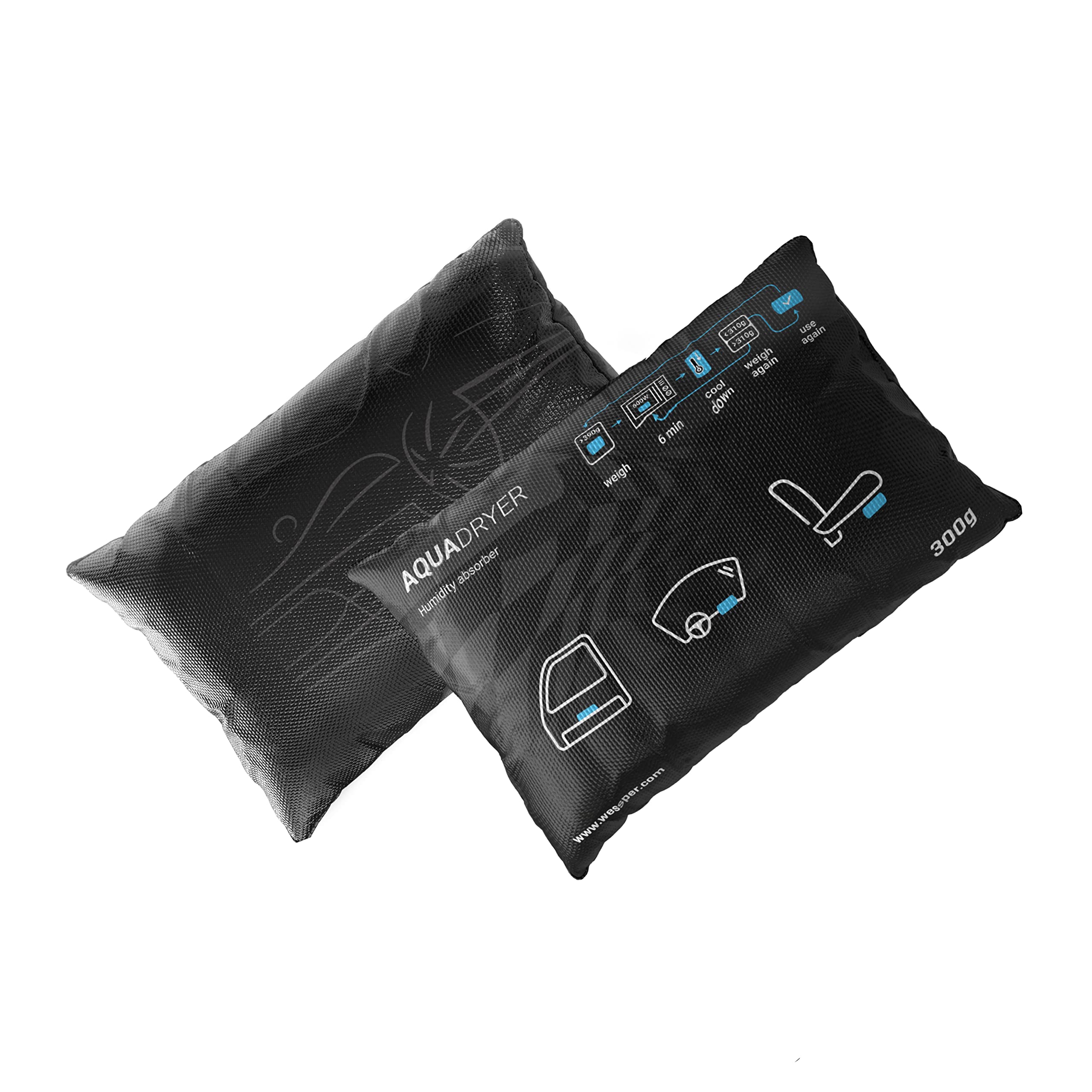 Wessper - Juego de 6 bolsas para deshumidificadores reutilizables de sílice recargables, desecante de silicona, granulado de humedad para armario, coche, zapatos, dormitorio, 300 g