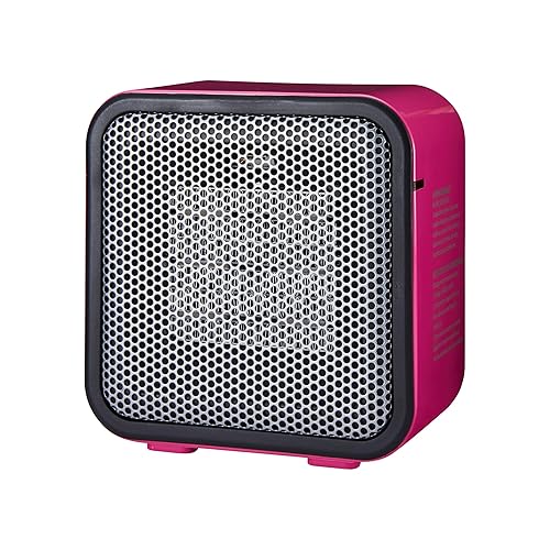 Amazon Basics Ceramic Space Heater, Mini Heater for Office Desk, Portable Tent Heater for Camping (Indoor Use), 500 W, With Tip-Over Protection, Lightweight (1.4 LBS), Pink, 5.9 x 3.2 x 6 inches - Pink