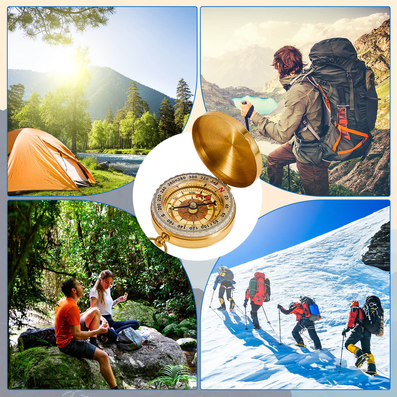 Lot de 12 boussoles de poche phosphorescentes pour enfants - Petite boussole militaire en métal - Outil de navigation militaire pour la survie, la randonnée, le camping, la chasse, l'escalade
