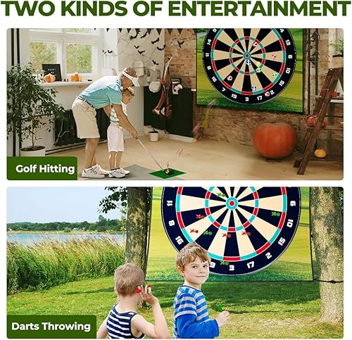 Miniatura 2 de FINCOME Juego de alfombrillas de juego de astillado de golf, práctica de dardos, tapete de entrenamiento de golf para adultos en interiores y