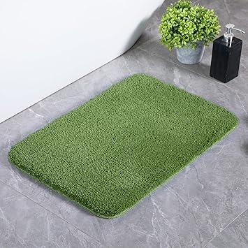 Luxury Quick Dry Non-Slip Bathroom Rugs17 x 24 Meadow Green Highly Absorbent Washable and Ultra Soft, Extra Thick Fluffy Bath Mats for Shower/Kitchen/Bathtub Floor