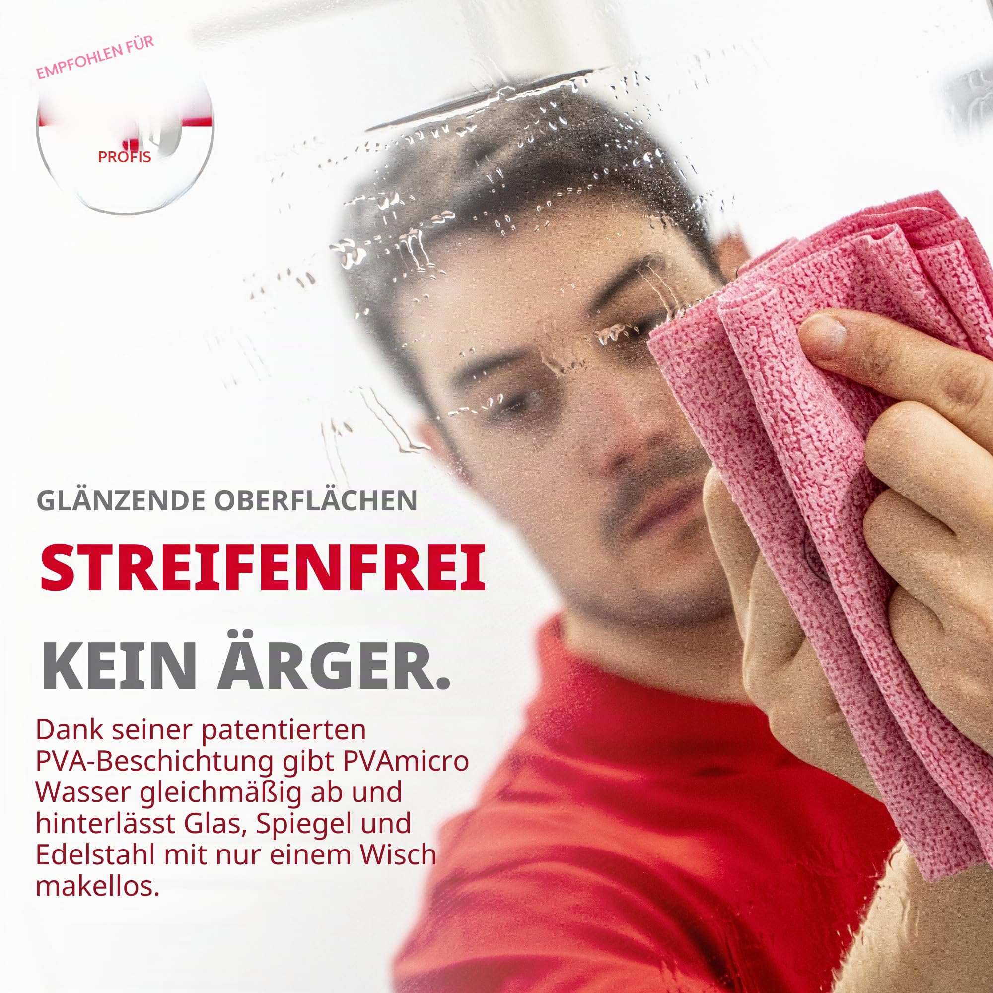 Vileda Mikro-Reinigungstuch, Rosa (Rot), 5 Stück, 38x35 cms | 38x35 cm