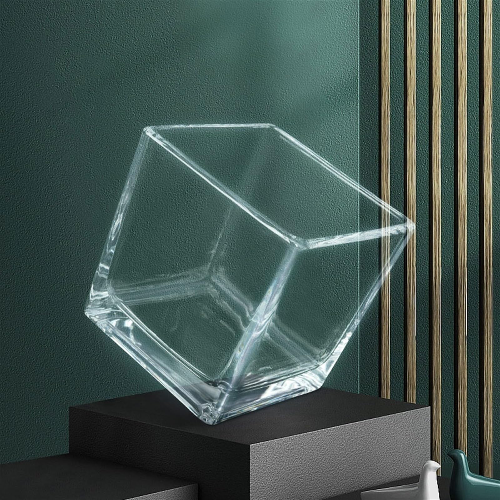 Acuario Pecera Pequeña Escritorio Cuadrado Acuario Ecológico Micro Paisaje Habitación De Invitados Oficina Pequeños Adornos Taza De Té Vidrio Paisaje Rejilla Pecera Peces Acuario(Grande)