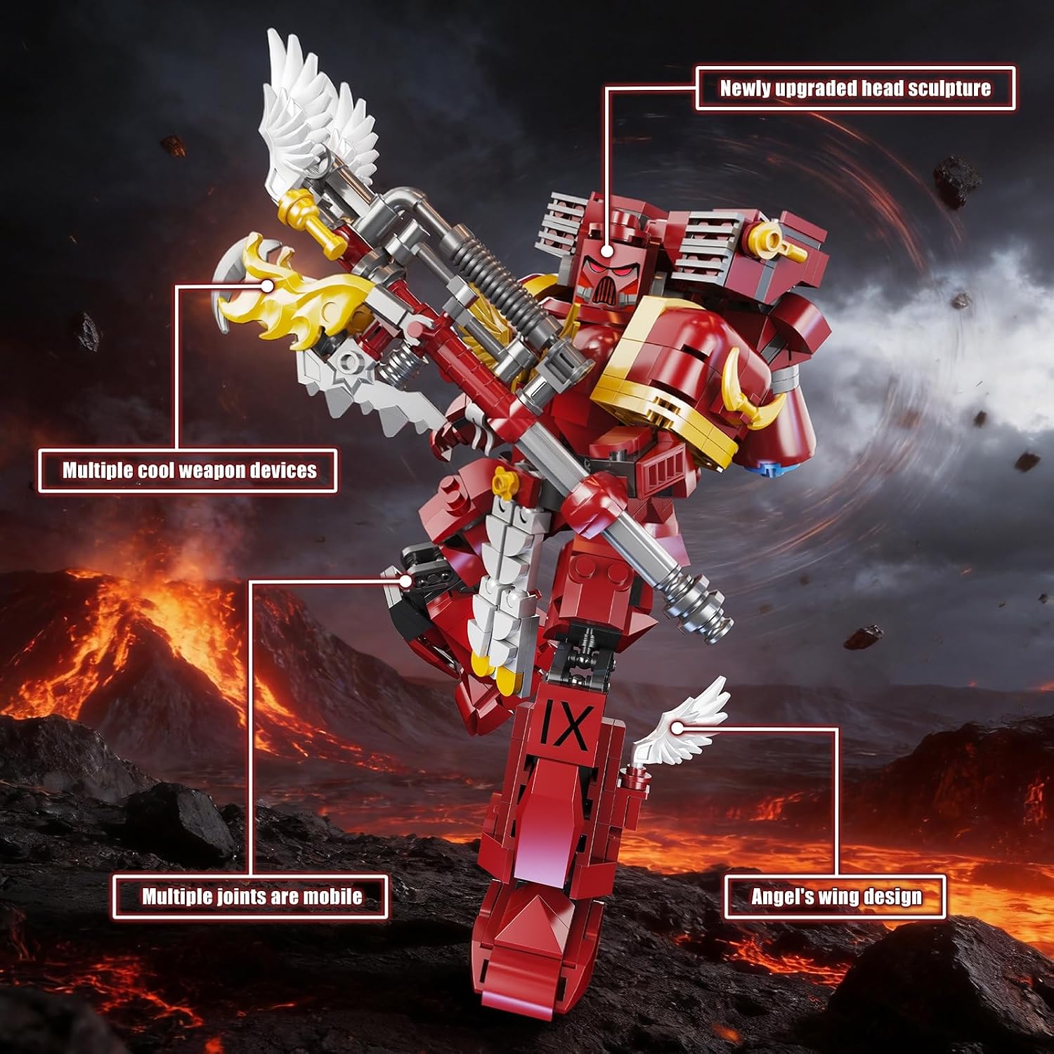 HIGH GODO Holy Angel Mech Robot Transforming Building Blocks Set for Adults, Warrior Justice Hero Mech Model Building Kit, Cool Creative Robots Toys Gift for Teens, 628 Pieces