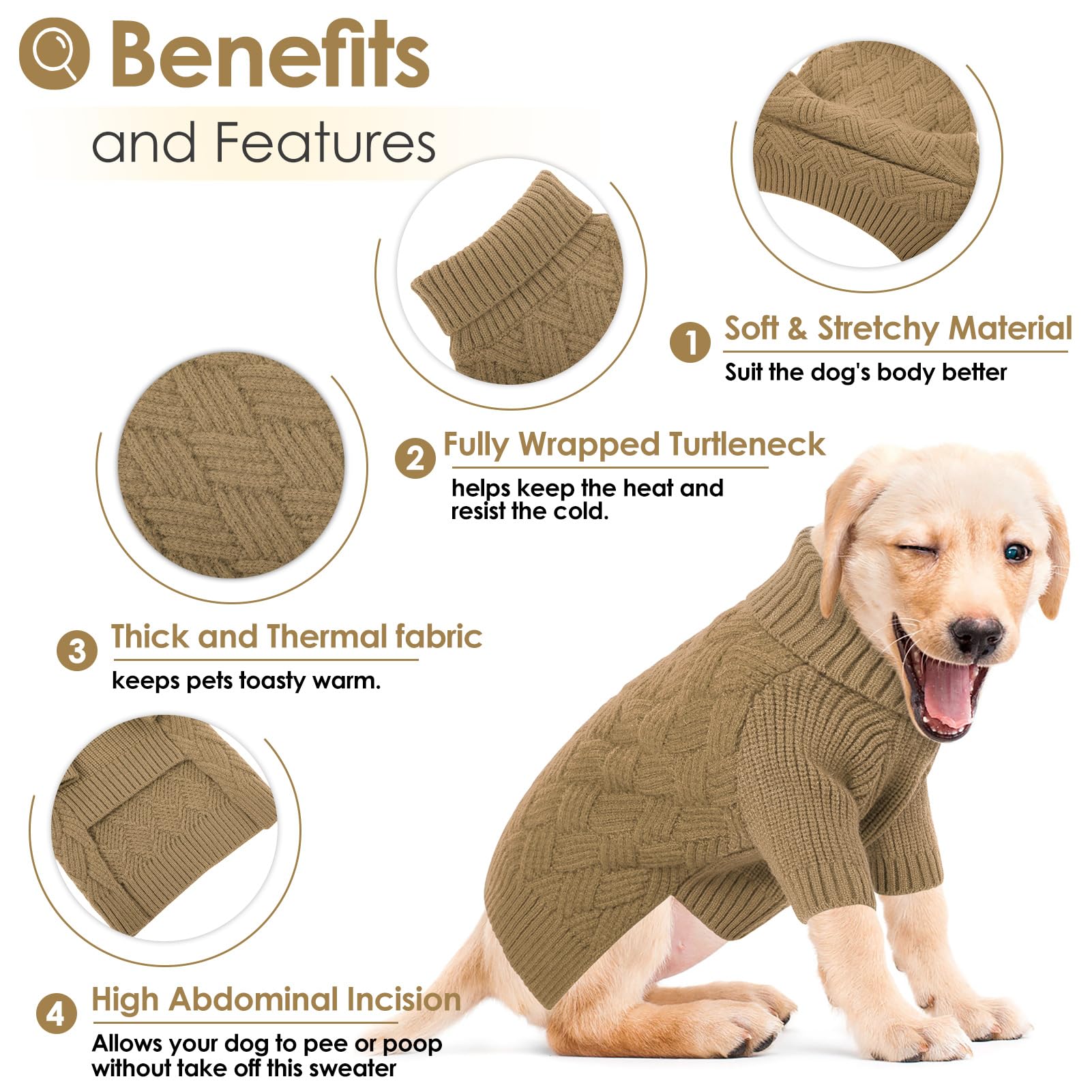 AOFITEE Small Dog Jumper, Turtleneck Jumpers for Small Dogs Male Warm Dog Winter Jumper Girl Boy - Image 4