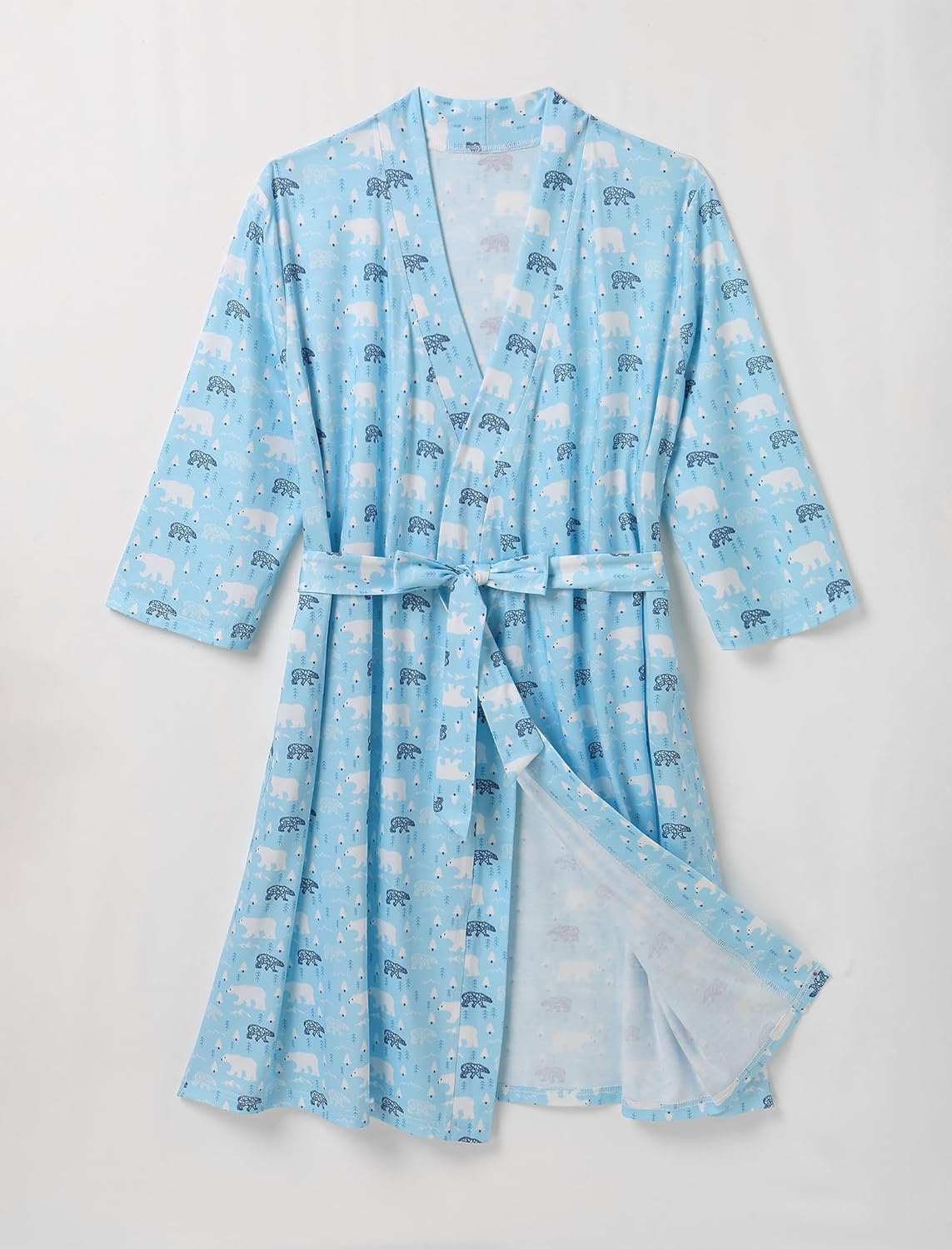 Mommy and Me Robe and Swaddle Set Floral Maternity and Baby Matching Delivery Blanket Headband for Mom Girl Boy 4pcs - Image 2