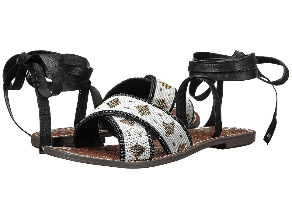 

Sam Edelman Luisa (Black/White Bead Embellished Cross Strap) Women's 1-2 inch heel Shoes