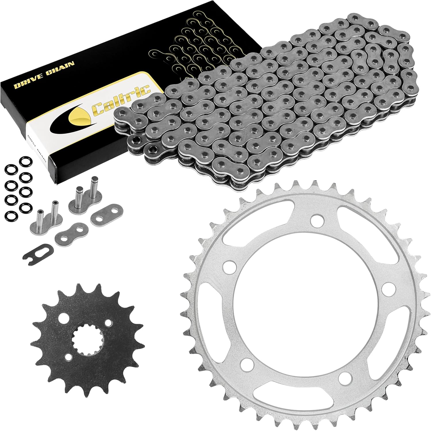 Caltric Steel O-Ring Drive Chain & Sprockets Kit Compatible with Suzuki 1000 Sv1000 Sv-1000 Sv1000S 2003-2007