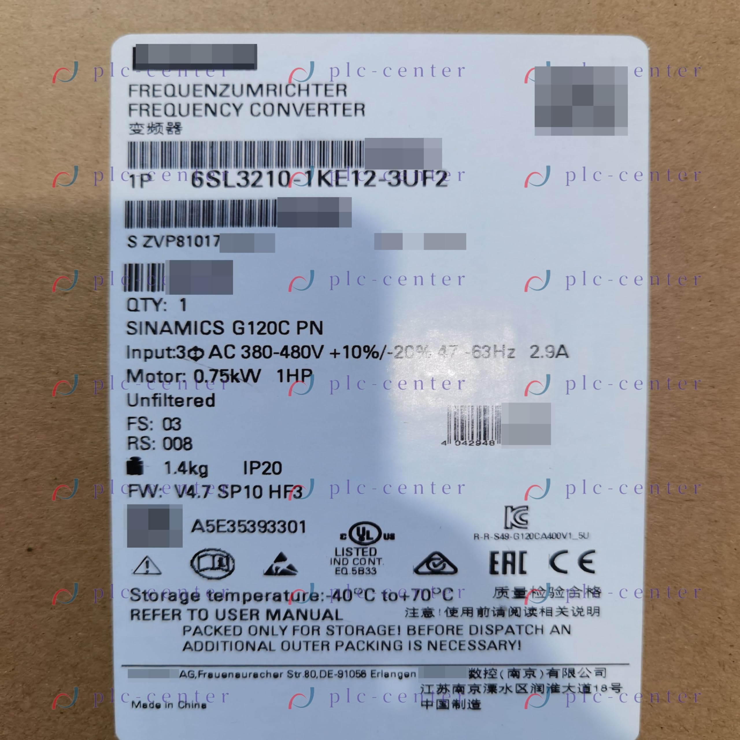 6SL3210-1KE12-3UF2 6SL3210-1KE12-3UF2 New in Stock