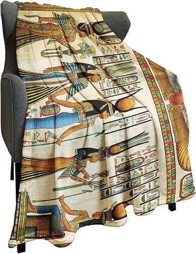 HommomH Manta de forro polar de 60 x 80 pulgadas, decoración egipcia de Papyrus Queen Nefertari, ligera, mullida, acogedora, suave y cálida, para
