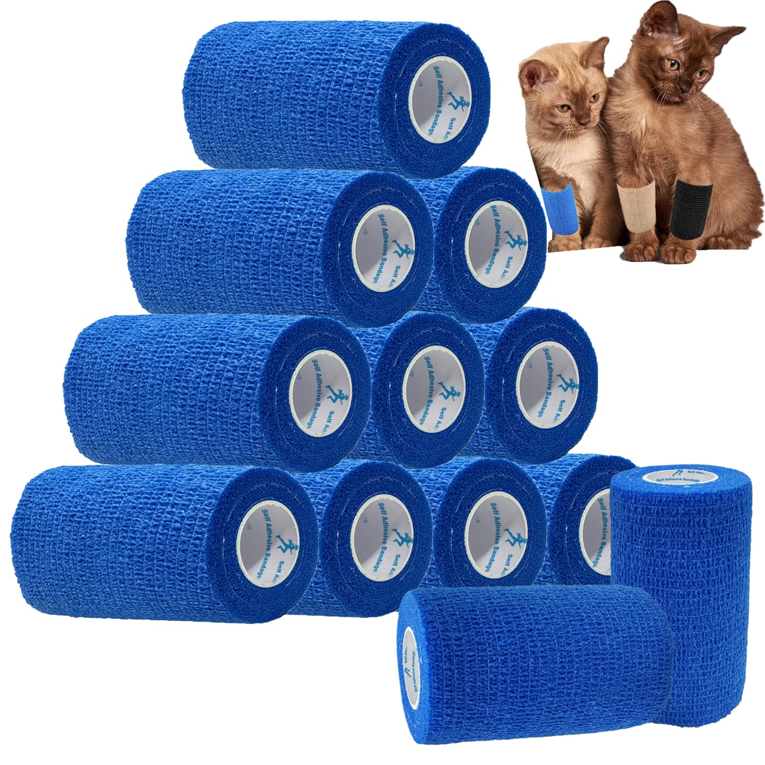 ANAMPION Selbstklebender Verband, 7.5cmx4.5m Non-Woven Selbsthaftende Bandage für Mensch und Tier, Flexibel Elastische Binde für Sport,Haustiere(Blau)