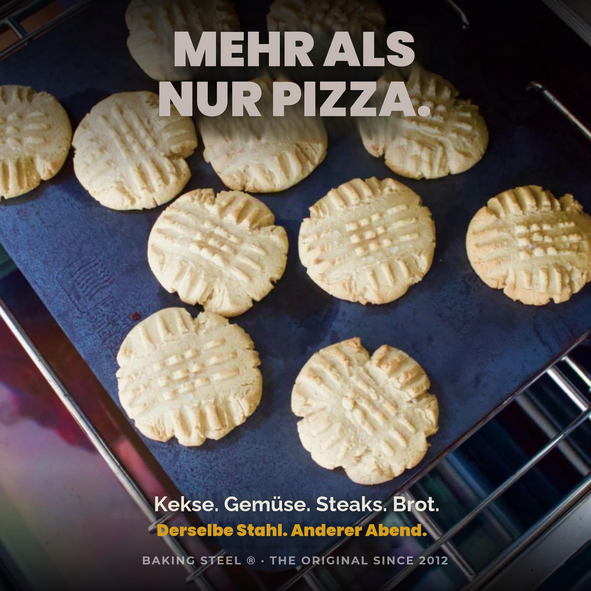 Baking Steel - Der originale ultraleitfähige Pizzastein (35,6 x 40,6 x 0,6 cm) – die originale Baking Steel für Pizza & Brot für den Innen- und Außenbereich – voreingebrannte, natürlich