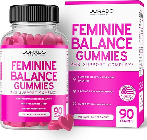 Miniatura 1 de Gomitas de equilibrio femenino para mujeres y gomitas de síndrome premenstrual (90 unidades) – Equilibrio femenino natural para mujeres – Calambres,