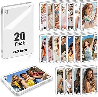 20 Pack Acrylic Fridge Magnetic Frame for Polaroid, 2.36x3.54 Inch Mini Picture Frames for Fujifilm Instax Mini, Clear Magnet Frames for Refrigerator, Double Sided Wallet Size Magnetic Photo Frame