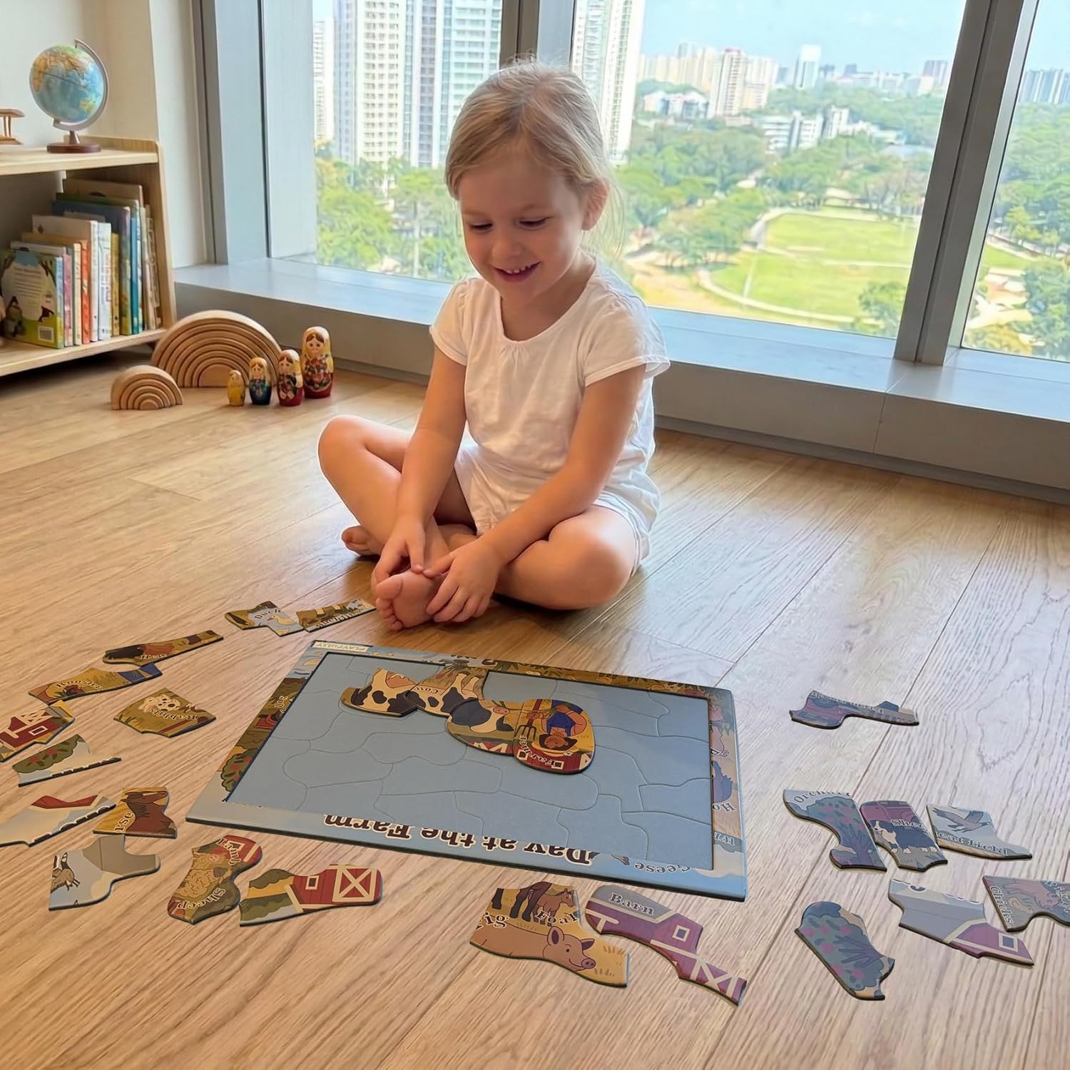 ‘Day at the Farm’ 25 Piece Puzzle with Frame for Kids Ages 3-5 | Lost Piece Guarantee | Unique Shapes | Child-Centric Design | Educational Toy for Cognitive Growth, STEM, Fine Motor
