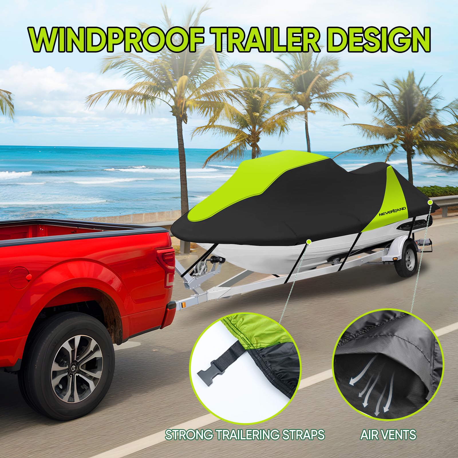 NEVERLAND Jet Ski Trailerable Cover Heavy Duty 3.4m-3.7m