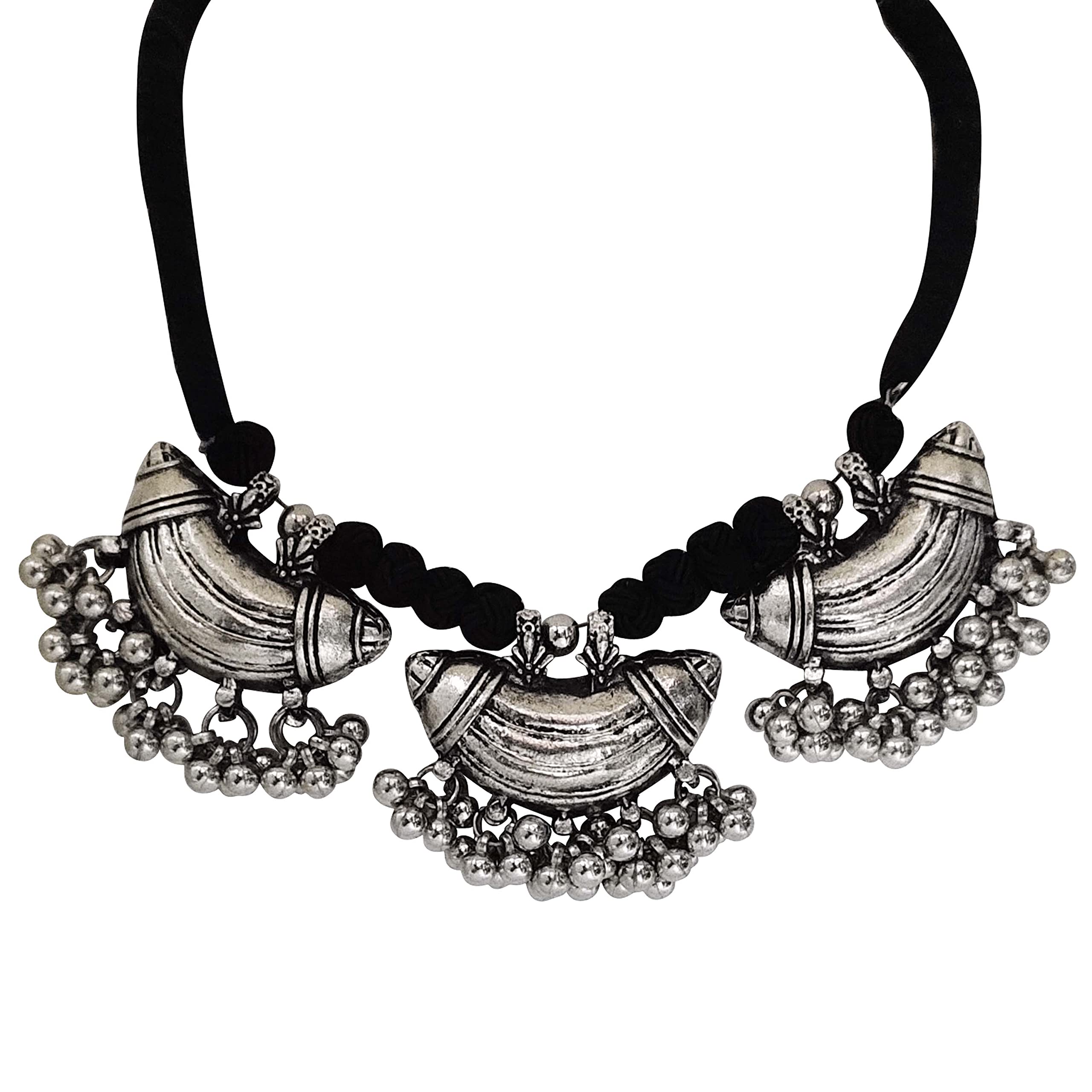 Total Fashion Latest Boho Trible Silver Oxidised Choker Necklace Jewellery Set Women for Girls (B08QRX4J57) Amazon Price History, Amazon Price Tracker