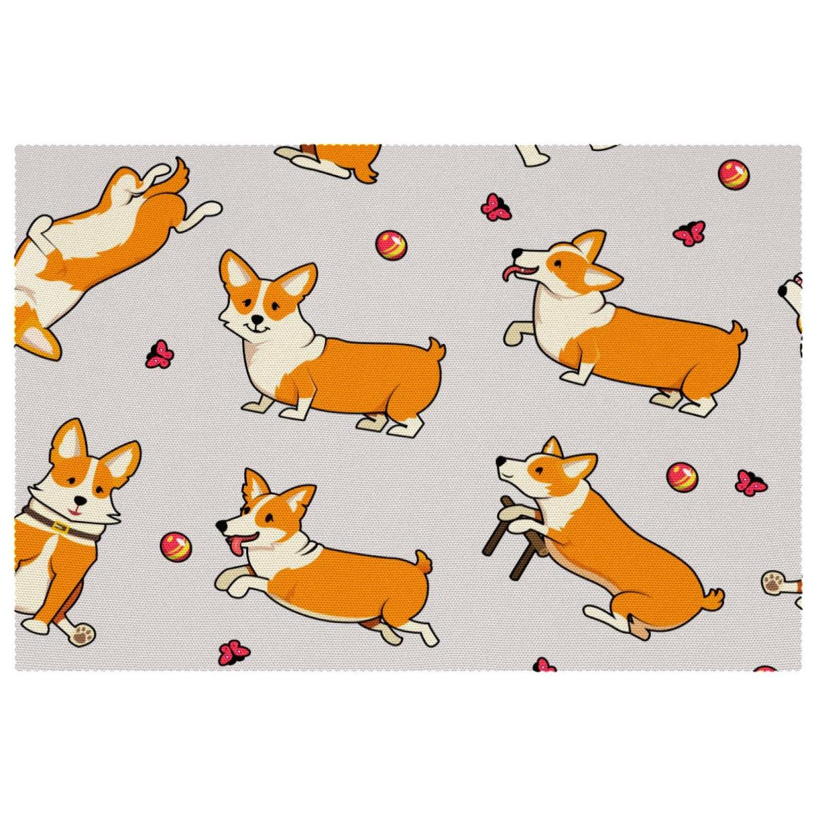 Set de table chien lavable pour éviter les taches lot de 6 Corgi antidérapants et isolants