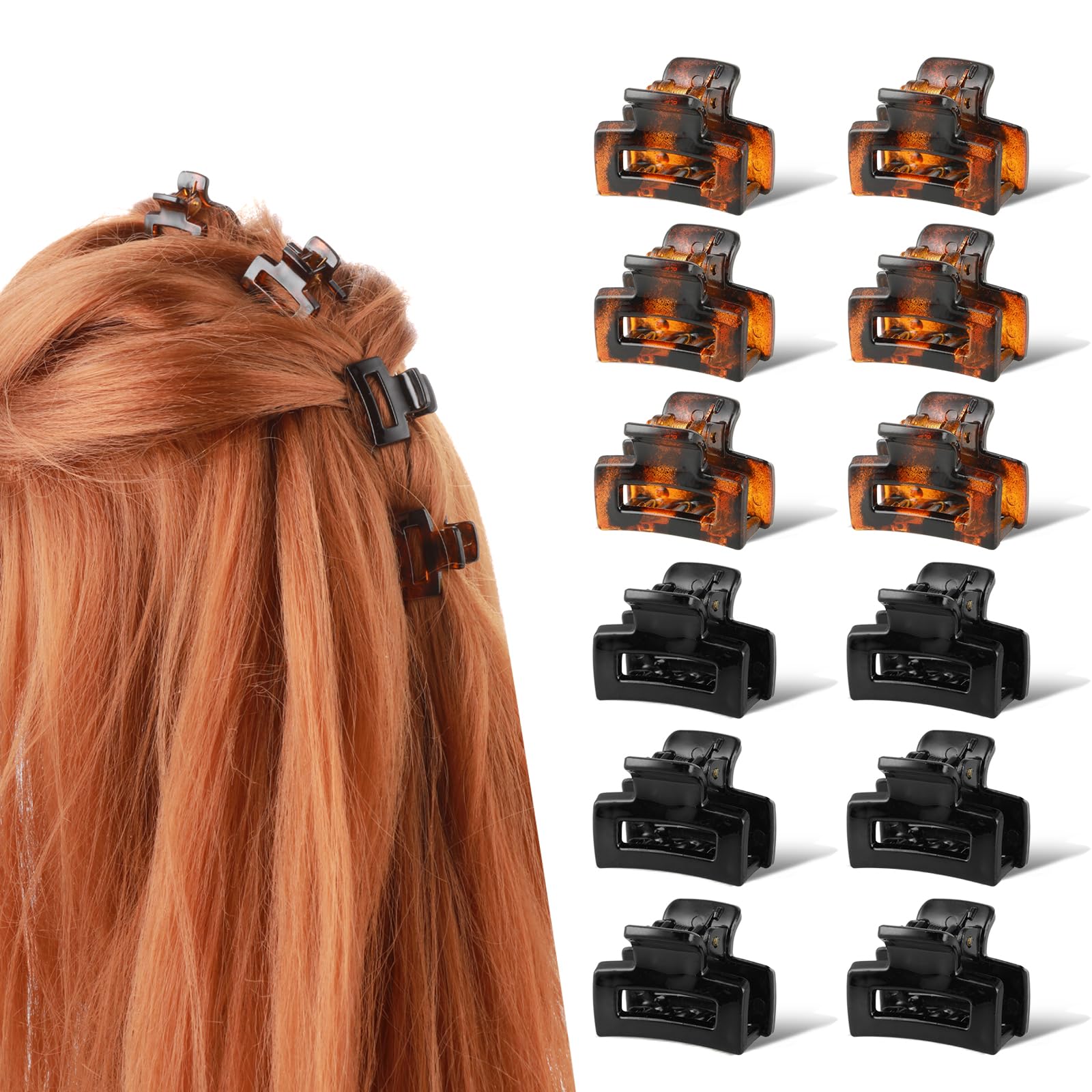 Sibba Hair Claw Clips 12 Pcs Square Hair Barrettes Small Rectangular Claw Matte Strong Hold Non-slip Jaw Clips Hair Accessories Matte Hair Pins Nonslip Acrylic Clip Women for Thick Thin Hair - Image 2