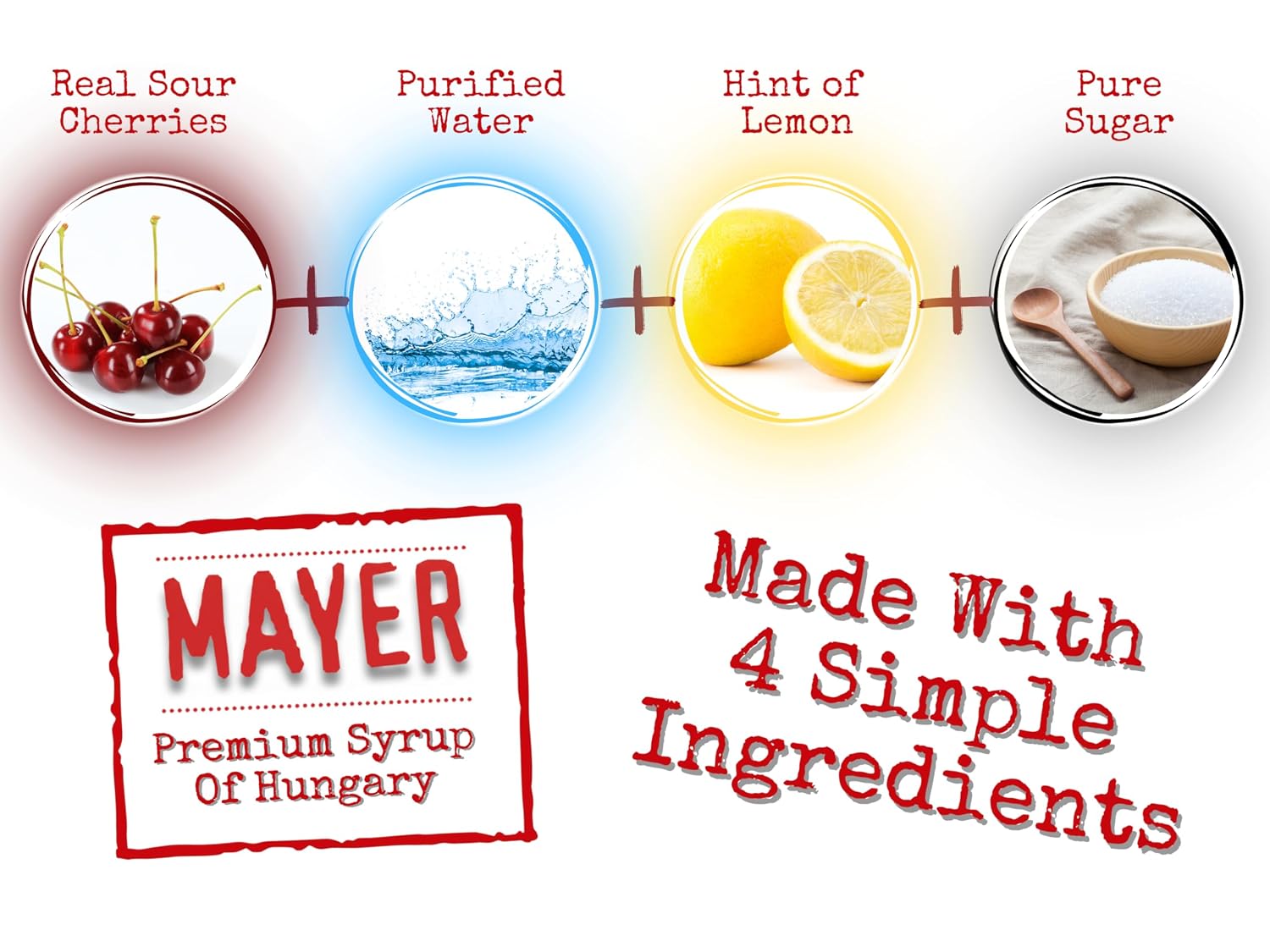 Mayer Sour Cherry Syrup – Award-Winning Cherry syrup for drinks, All-Natural Cordial, Handcrafted with 100% Real Fruit, Vegan (16.9 oz Bottle) – Ideal Cocktail Mixer & Dessert Topping