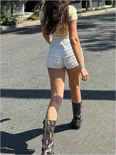 Miniatura 3 de SHENHE Pantalones cortos de encaje Y2k para mujer, de tiro bajo, diseño de hadas y concierto de campo