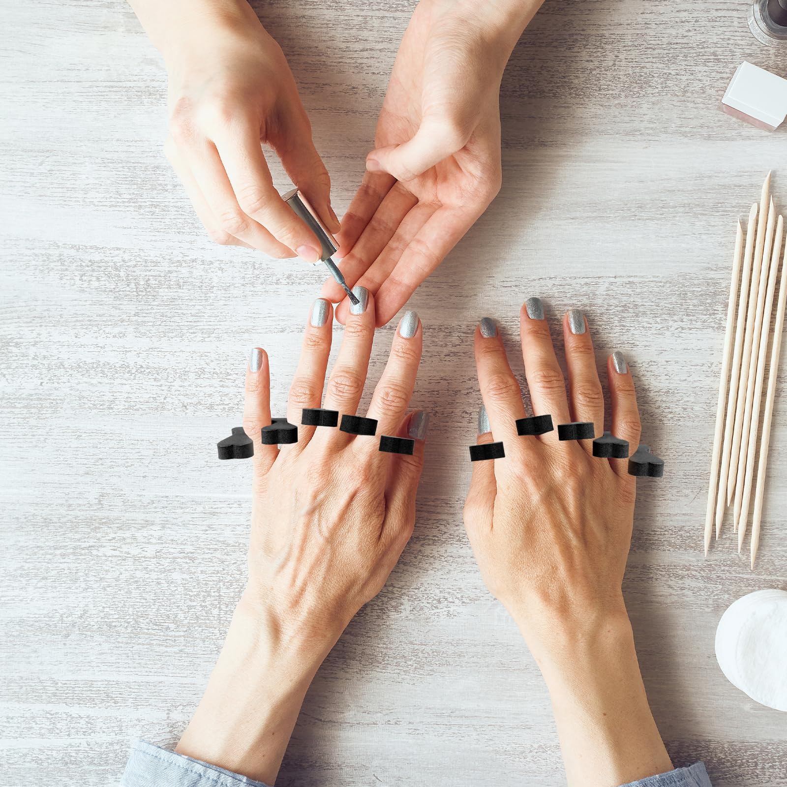 Juego de separadores de dedos – 52 piezas de herramienta de pedicura premium, separador de pulido para fiestas de spa (negro)