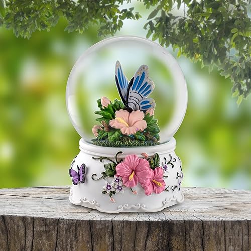 Globo de agua de mariposa con flores de 3.937 in por The San Francisco Music Box Company