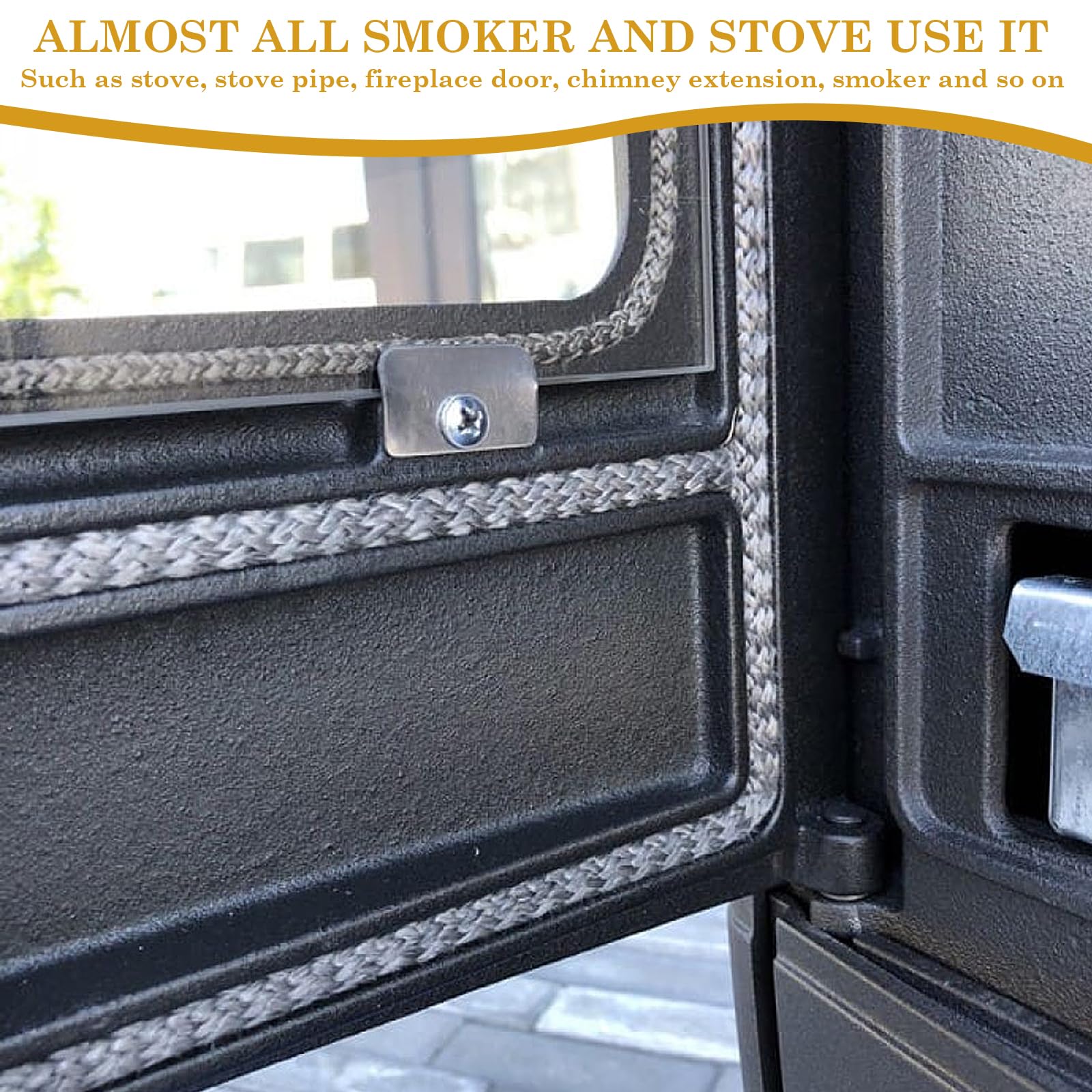 Guarnizione Stufa a Legna, Corda Ermetico Autoadesivo, Triscia Sigillante Resistente al Calore, Guarnizione Forno, Autoadesiva, per Caminetto e Affumicatore Caminetti e Stufe (3mm×10mm×3m)